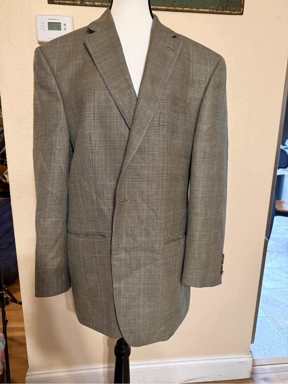 Lauren Ralph Lauren Blazer 44R Wool Silk Blend 2 Button Sports Coat Houndstooth